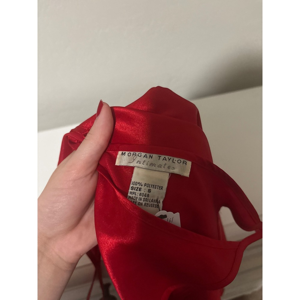 Morgan Taylor Intimates Red Satin Slip Dress V-Neck Nightgown Small - Picture 2 of 4